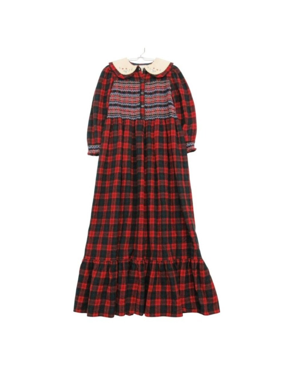 Gucci Dress Long Maxi Length Peplum Shirt Sleeve Round Collar Flower Embroidery